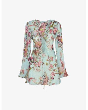 Skims X Cavalli Graphic-Print Stretch-Woven Cover-Up - Blue