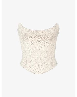 House Of Cb Larra Strapless Lace Corset Top - White