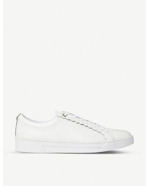 Ted Baker Tilly Scalloped-trim Leather Low-top Trainers - White