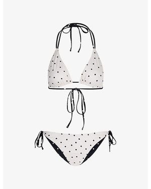 OMNES Coral Polka-Dot Reversible Stretch-Woven Bikini - White