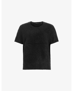 AllSaints Rebel Crew-Neck Short-Sleeve Brushed Cashmere T-Shirt - Black