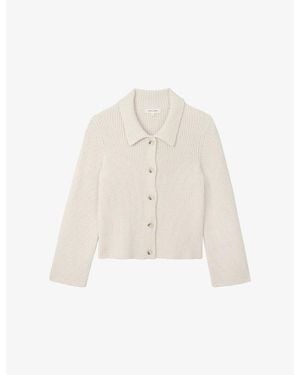 The White Company Ribbed Knitted Cotton-Blend Cardigan - White