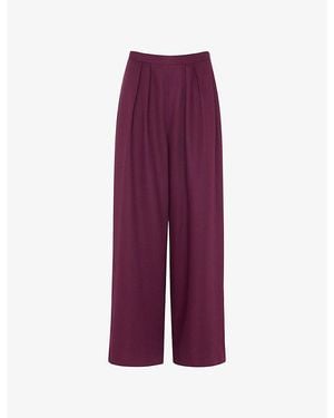 Whistles Pleat-Front High-Rise Relaxed Woven Trousers - Purple