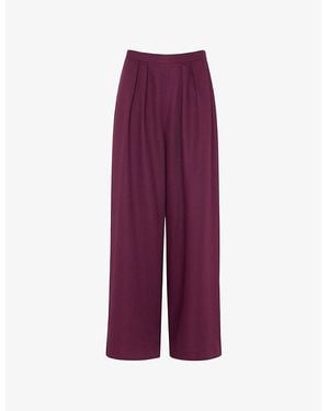Whistles Pleat-Front High-Rise Relaxed Woven Trousers - Purple