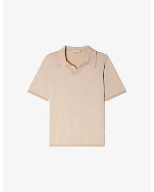 Sandro Short-Sleeved Knitted Polo Shirt - Natural