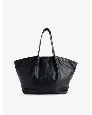 Represent Pleated Large Leather Tote Bag - Black