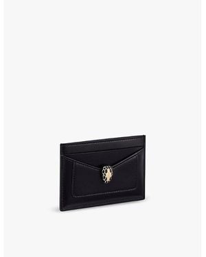 BVLGARI Serpenti Forever Snakehead-Embellished Leather Card Holder - Black