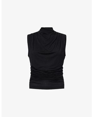 ME+EM Draped Sleeveless Stretch-Jersey Top - Black