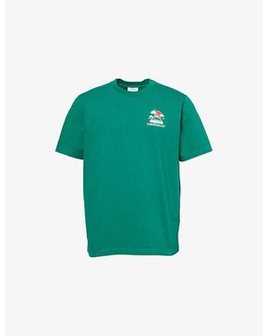 CASABLANCA Brand-Print Cotton-Jersey T-Shirt - Green