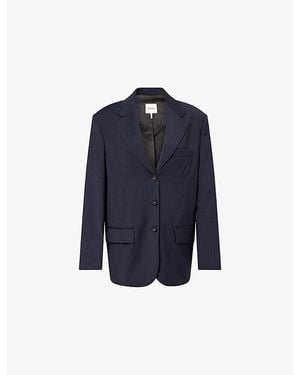 ME+EM Pinstripe Oversized Wool-Blend Blazer - Blue