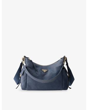 Prada Explore Large Leather Cross-Body Bag - Blue