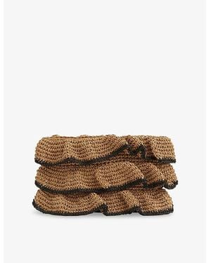 Reiss Raya Raffia Clutch - Brown