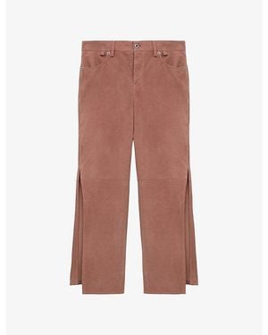 Loewe X Paula's Ibiza Wide-Leg Cropped Suede Trousers - Brown