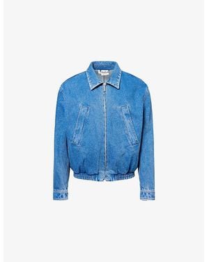 Marni Logo-Embroidered Denim Blouson Jacket - Blue