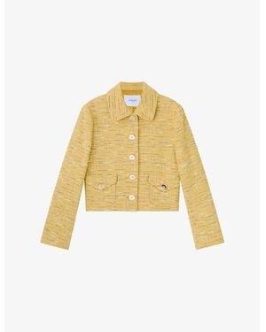 LK Bennett Varley Collared Metallic-Tweed Jacket - Yellow