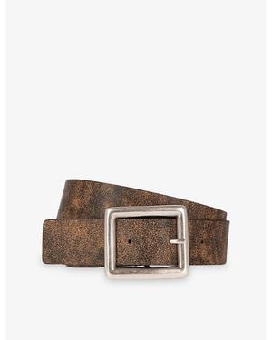 The Kooples Vintage-Effect Leather Belt - Brown