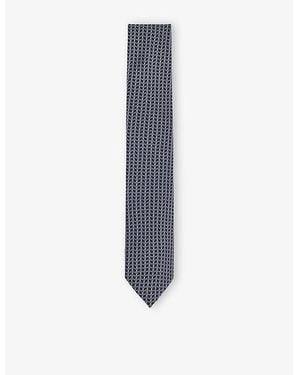 Reiss Bernardo Geometric-Pattern Silk Tie - Blue