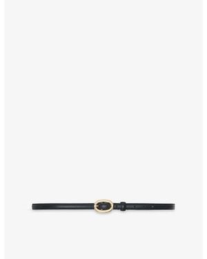 Maje Oval Buckle Leather Belt - White