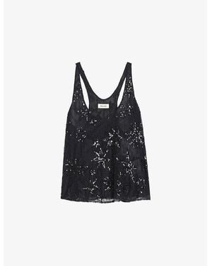 Zadig & Voltaire Tarysa Star-Embellished Woven Top - Black