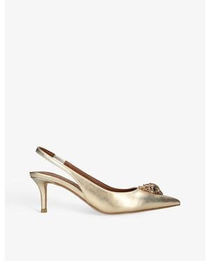 Kurt Geiger Belgravia Eagle-Embellishment Leather Slingback Courts - Natural
