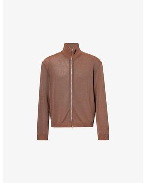 Our Legacy Funnel-Neck Knitted Cotton-Blend Cardigan - Brown