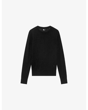 The Kooples Round-Neck Long-Sleeve Wool Sweater - Black