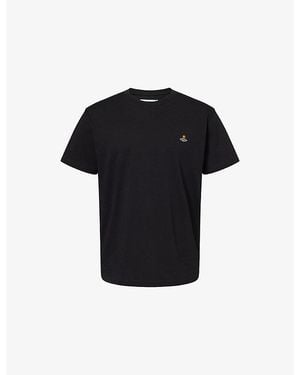 Vivienne Westwood Embroidered-Orb Crew-Neck Cotton T-Shirt - Black
