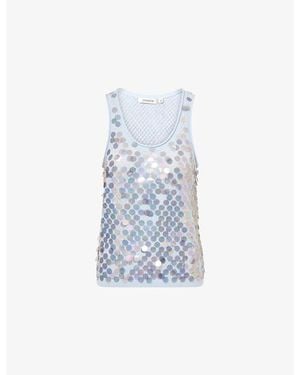Zankov Lutecia Sequinned Wool And Cashmere-Blend Tank Top - Blue