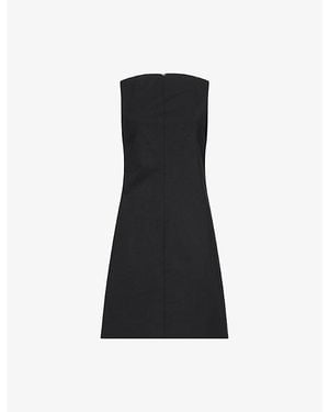 Theory Boat-Neck Tailored Wool-Blend Mini Dress - Black