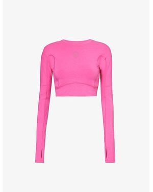 adidas By Stella McCartney Real Yoga Brand-Print Stretch-Woven Blend Top - Pink