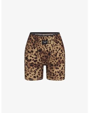 Skims Dolce & Gabbana X -Print Ribbed Stretch-Cotton Boxer Shorts - Brown