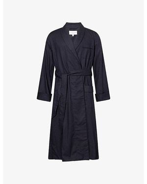 Derek Rose Paris Cotton Robe - Blue