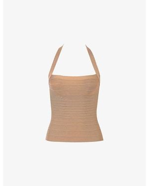 House Of Cb The Silhouette Halterneck Bandage Woven Top Xs (A-C Cup) - White