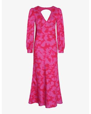OMNES Francoise Long-Sleeve Satin Maxi Dress - Pink
