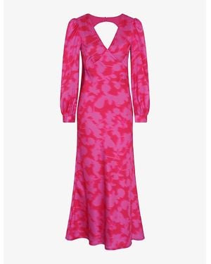 OMNES Francoise Long-Sleeve Satin Maxi Dress - Pink