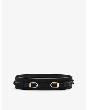 Reiss Petula Double-Buckle Suede Belt - Black