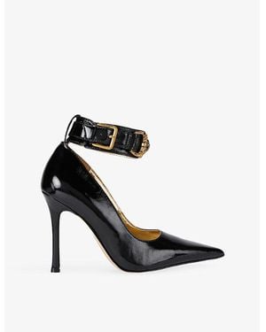 Kurt Geiger Mansion Patent-Leather Ankle-Strap Court Heels - Black