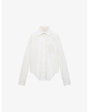 Loewe X Paula's Ibiza Long-Sleeve Anagram-Embroidered Cotton Shirt - White