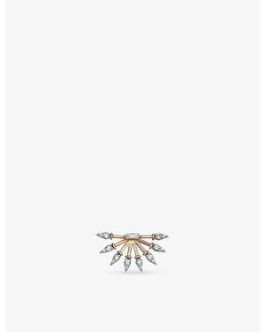 Kismet by Milka Curvature 0.04Ct Baguette-Diamond And 0.15Ct Diamond Stud Earring - White