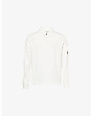 C.P. Company Branded-Lens Patch Long-Sleeve Cotton Polo Shirt - White