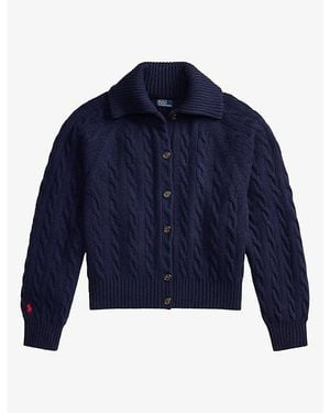 Polo Ralph Lauren Cable-Knit Relaxed-Fit Wool And Cashmere Jacket - Blue