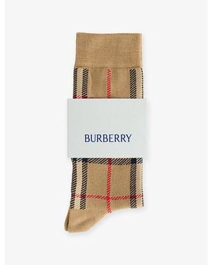 Burberry Check Cotton-Cashmere Blend Socks - Natural