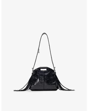 Maje Miss M Logo-Charm Leather Shoulder Bag - Black