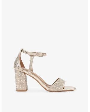 KG by Kurt Geiger Faryn Bling2 Crystal-Embellished Faux-Leather Block-Heel Sandals - White