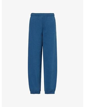 ADANOLA Oversized Brand-Embroidery Cotton-Jersey Jogging Bottoms - Blue
