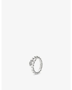 BVLGARI Serpenti Viper 18Ct- And 0.14Ct Brilliant-Cut Pavé Diamond Ring - White