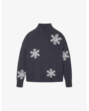 The White Company The Company High-Neck Knitted Organic Cotton-Blend Jumper - Blue