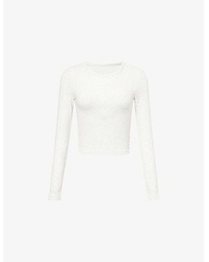 Ru & Rocka Logo-Patch Ribbed Cotton Top - White
