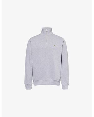 Lacoste High-Neck Two-Slip-Pockets Regular-Fit Cotton-Knit Sweatshirt - Purple