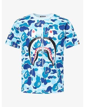 A Bathing Ape Abc Camo Shark Graphic Cotton-Jersey T-Shirt - Blue